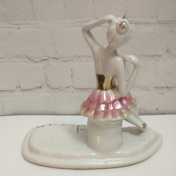 VINTAGE Capodimonte Dipinto a Mano Gold & Pink Porcelain Ballerina Figurine - Picture 5 of 8